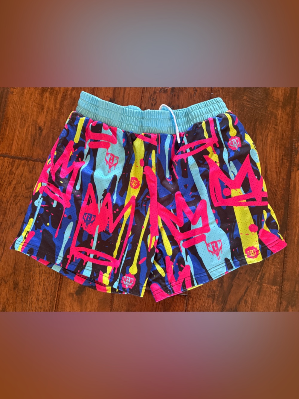 Men's Athletic Training Shorts in Aqua Multi-Color